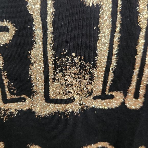 Juicy Couture Black Tank Top with Feeling Beachy Written In Gold Glitter - Picture 3 of 9